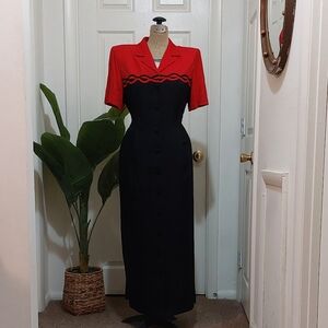 Vintage Red and Black Maxi Dress